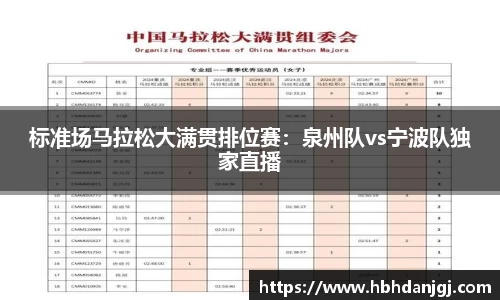 标准场马拉松大满贯排位赛：泉州队vs宁波队独家直播