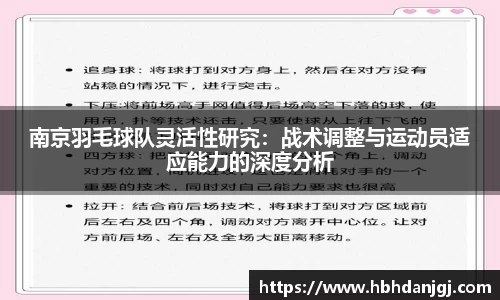 南京羽毛球队灵活性研究：战术调整与运动员适应能力的深度分析
